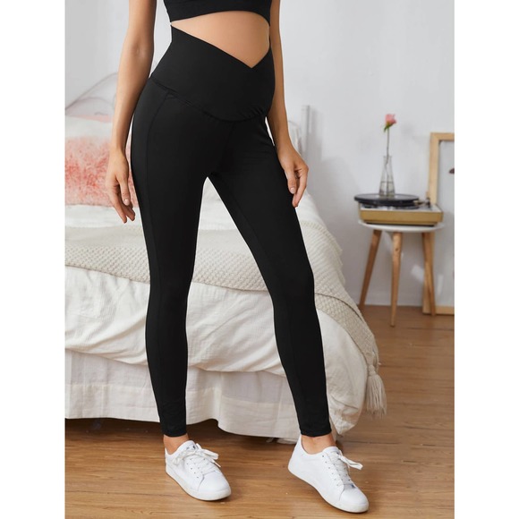 Maternity Solid Surplice Leggings black - Picture 3 of 5